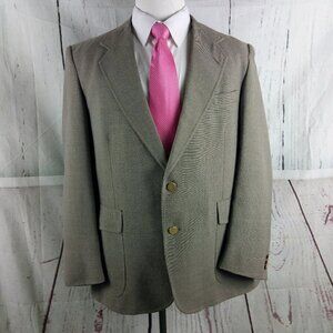 Vtg Barry Manufacturing 44R 2 Gold Btn Light Brown Birdseye Blazer Sport…